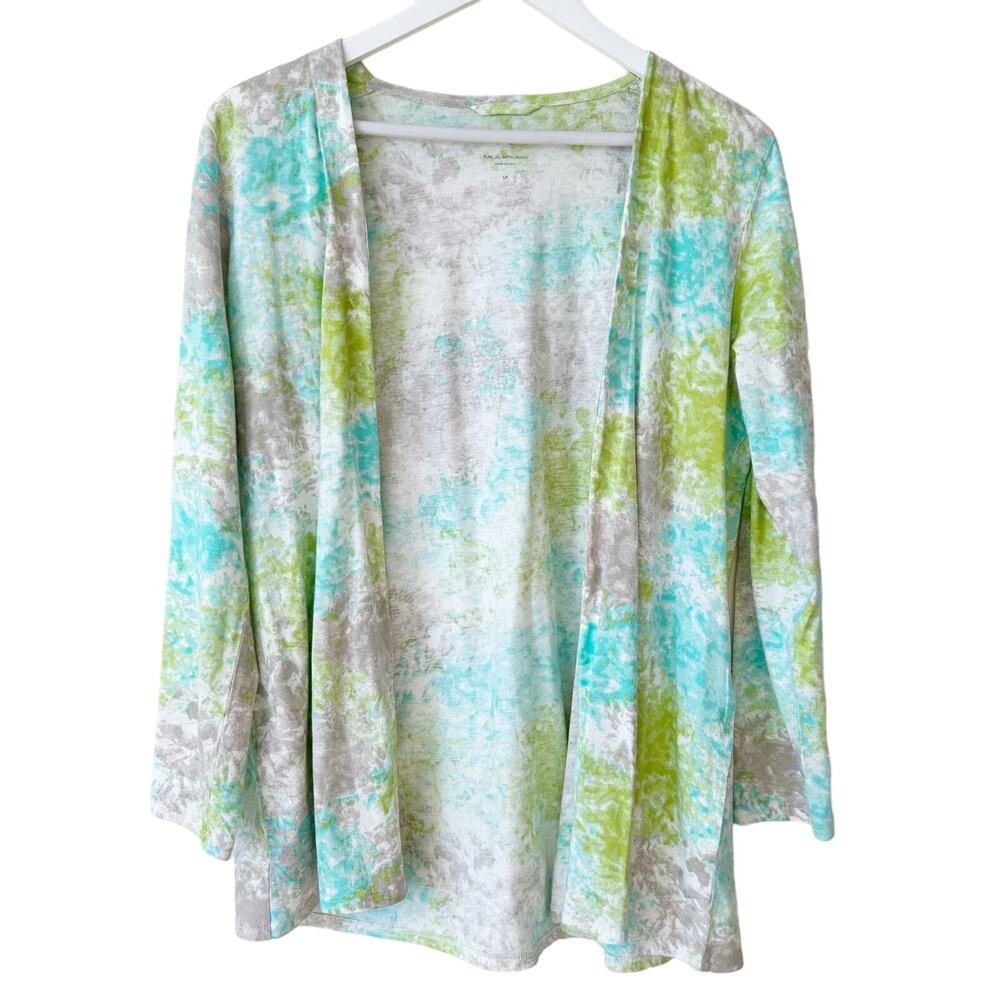 Pure Jill J.Jill Batik Jacket 100% Pima Cotton Size S Petite Longline Dopamine